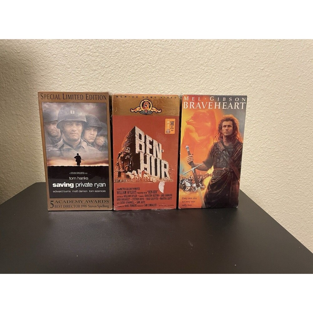 VHS LOT SAVING PRIVATE RYAN, BRAVEHEART BEN-HUR SEALED NEW